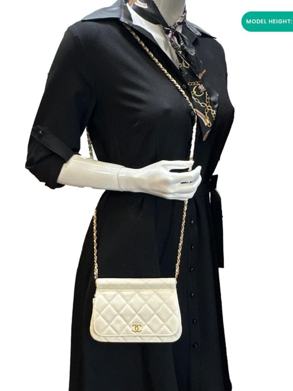 Chanel CC Frame Flap Quilted Caviar Leather Crossbody Bag White - Picture 2 of 11